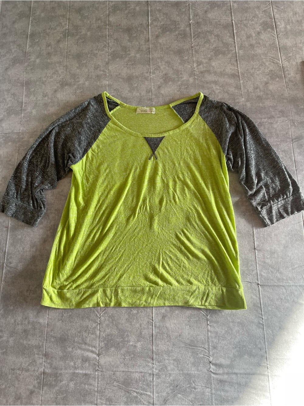 torrid Lime Green & Charcoal Raglan Three-Quarter Sleeve Top